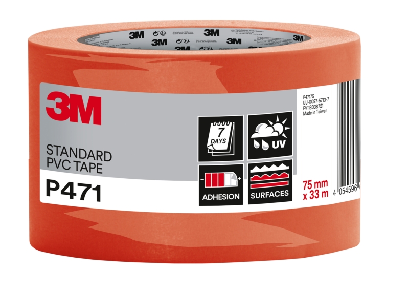 3m cinta adhesiva de pvc 75mm x 33m alta visibilidad color naranja