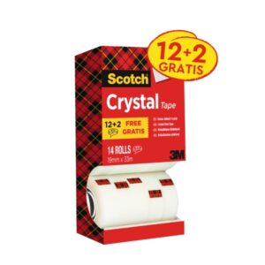 scotch crystal cinta adhesiva paquete ahorro de 14 rollos de 19mm x 33m color transparente
