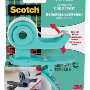 scotch dispensador de cinta adhesiva para cintas de hasta 19mm x 8.89m incluye cinta adhesiva color turquesa