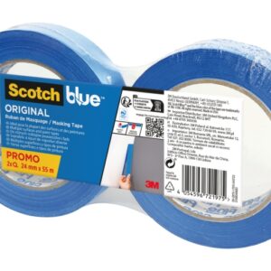scotchblue pack de 2 cintas de enmascarar 24mm x 55m 100% pefc multisuperficie color azul