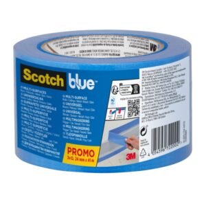 scotchblue pack de 3 cintas de enmascarar 24mm x 41m 100% pefc multisuperficie color azul