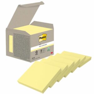 post it pack de 6 blocs de 100 notas adhesivas recicladas forma cuadrada 76x76mm color amarillo claro