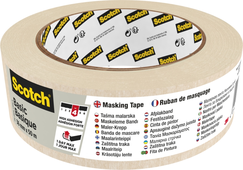 scotch basic cinta de enmascarar 36mm x 50m color blanco