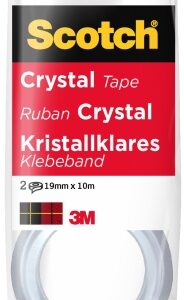 scotch crystal pack de 2 cintas adhesivas invisible 19mm x 10m supertransparente