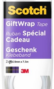 scotch giftwrap pack de 2 cintas adhesivas satinada 19mm x 7.5m especial para envolver regalos color transparente