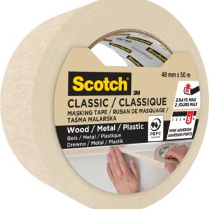 scotch classic cinta de pintor para enmascarar 48mm x 50m 70% pefc color beige