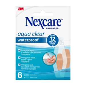 nexcare aqua clear waterproof pack de 6 apositos surtidos impermeable resistente al agua color transparente