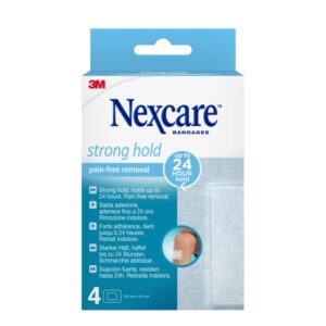 nexcare strong hold pack de 4 apositos para heridas 76.2x101mm retirada sin dolor transpirables reposicionables color blanco
