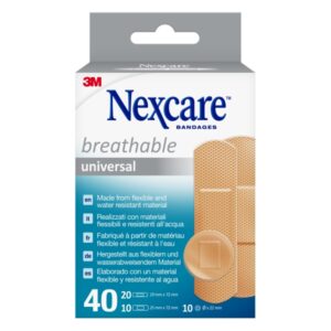 nexcare universal breathable pack de 40 apositos surtidos transpirable color piel