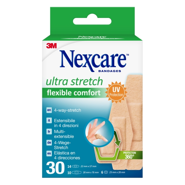 nexcare flexible comfort ultra stretch pack de 30 apositos surtidos transpirable elastico color piel