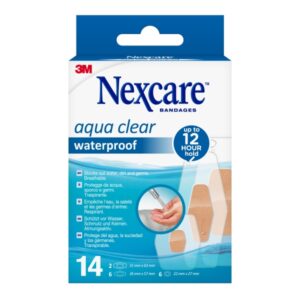 nexcare aqua clear waterproof pack de 14 apositos surtidos impermeables color transparente