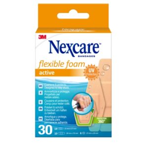 nexcare active flexible foam pack de 30 apositos surtidos transpirable resistente al agua color piel