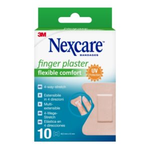 nexcare flexible comfort finger pack de 10 apositos para heridas 44.5x51mm transpirable elastico color piel