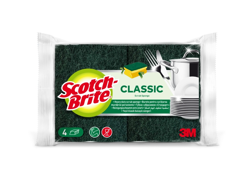 scotch brite classic pack de 4 estropajos de cocina proteccion para los dedos color verde oscuro