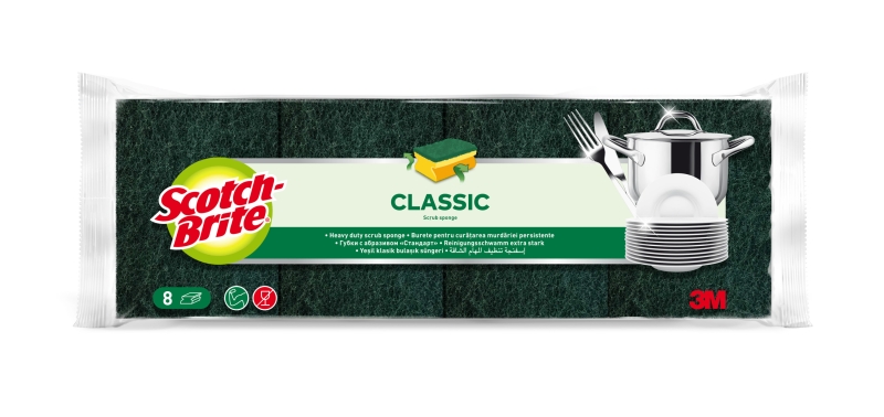 scotch brite classic pack de 8 estropajos de cocina proteccion para los dedos color verde oscuro
