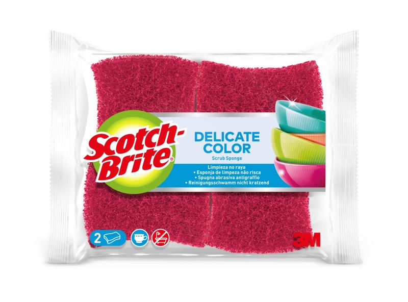 scotch brite delicate color pack de 2 estropajos de cocina proteccion para los dedos no raya color rojo