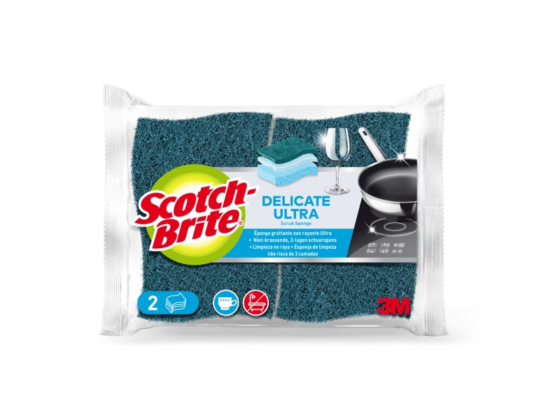 scotch brite pack de 2 estropajos de cocina no raya color verde oscuro