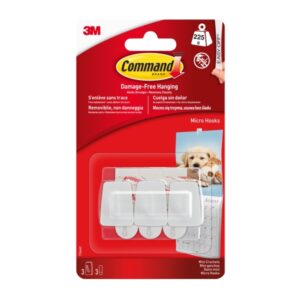 command mini pack de 3 ganchos 3 tiras adhesivas soportan hasta 225g color blanco