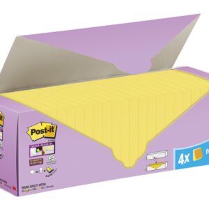 post it super sticky pack de 24 blocs con 90 z notas adhesivas reposicionables 76x76mm promocion 20 blocs + 4 gratis color amarillo claro