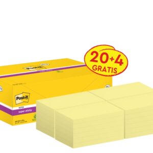 post it super sticky pack de 24 blocs de 90 pack de 24 blocs de 90 notas adhesivas reposicionables 76x127mm color amarillo claro
