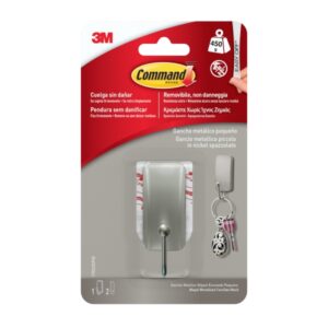 command gancho compacto talla s 2 tiras adhesivas soporta hasta 450g color niquel pulido
