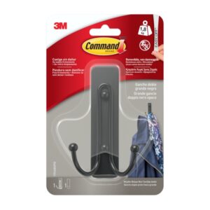 command gancho doble grande 1 tira adhesiva soporta hasta 1.8kg color negro