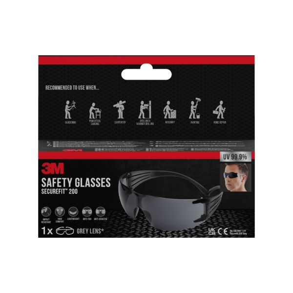 3m securefit gafas de seguridad lentes oscurecidas antivaho antirrayaduras proteccion uv color negro