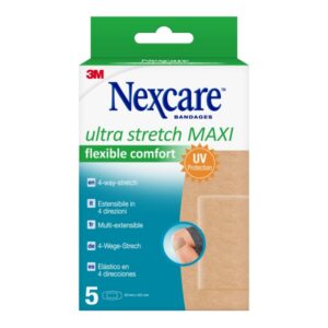 nexcare ultra stretch maxi pack de 5 apositos para heridas 50x101mm elastico transpirable color piel