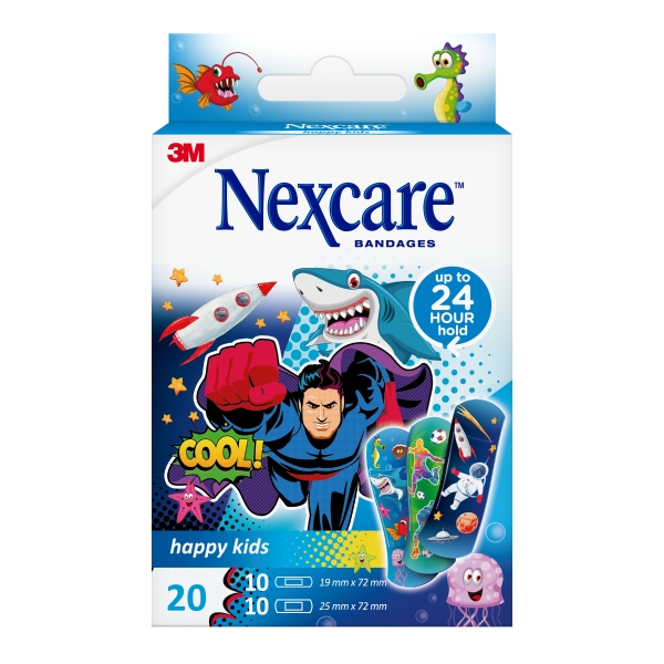 nexcare happy kids cool pack de 20 apositos surtidos transpirables para pieles delicadas color estampado infantil