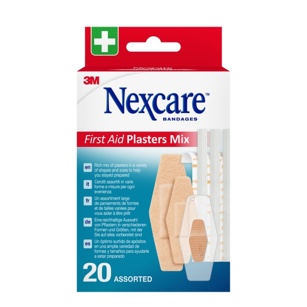 nexcare pack de 20 apositos surtidos transpirable colores surtidos