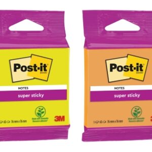 post it super sticky bloc de 45 notas adhesivas reposicionables forma cuadrada 76x76mm colores surtidos