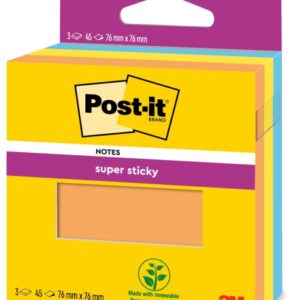 post it super sticky pack de 3 blocs de 45 notas adhesivas reposicionables 100% pefc color naranja
