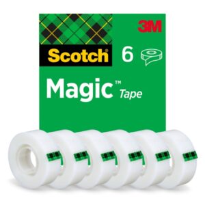 scotch magic pack de 6 cintas adhesivas invisible 19mm x 33m color transparente
