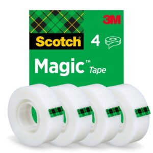scotch magic pack de 4 cintas adhesivas invisible 19mm x 33m color transparente