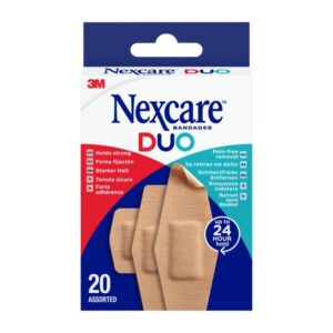 nexcare duo pack de 20 apositos surtidos retirada sin dolor resistente al agua transpirables color piel