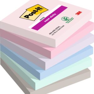 post it super sticky pack de 6 blocs de 90 notas adhesivas reposicionables forma cuadrada 76x76mm colores surtidos