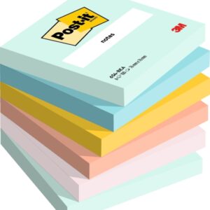 post it pack de 6 blocs de 100 notas adhesivas reposicionables forma cuadrada 76x76mm colores surtidos