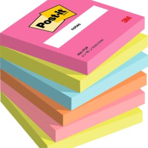 post it pack de 6 blocs de 100 notas adhesivas reposicionables forma cuadrada 76x76mm colores surtidos