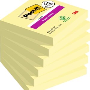 post it super sticky pack de 6 blocs de 90 notas adhesivas reposicionables 76x76mm promocion 4 blocs + 2 gratis color amarillo claro