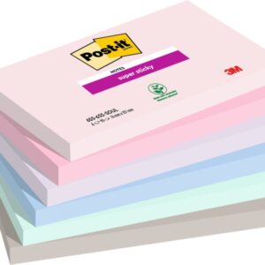 post it super sticky pack de 6 blocs de 90 notas adhesivas reposicionables forma rectangular 127x76mm colores surtidos