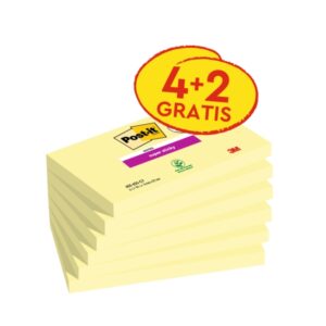 post it super sticky pack de 6 blocs con 90 notas adhesivas reposicionables 76x127mm promocion 4 blocs + 2 gratis color amarillo claro