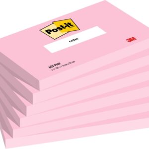 post it pack de 6 blocs de 100 notas adhesivas reposicionables forma rectangular 76x127mm color rosa