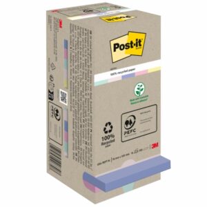 post it pack de 16 blocs de 100 notas adhesivas recicladas forma cuadrada 76x76mm colores surtidos