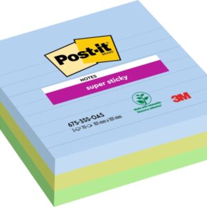 post it super sticky pack de 3 blocs de 70 notas adhesivas reposicionables forma cuadrada 101x101mm colores surtidos