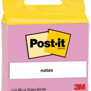 post it bloc de 100 notas adhesivas reposicionables forma rectangular 63.5x76mm color rosa