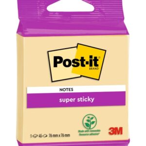 post it super sticky bloc de 45 notas adhesivas reposicionables forma cuadrada 76x76mm color amarillo claro