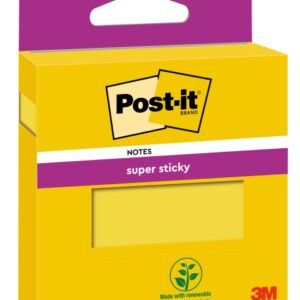 post it super sticky bloc de 90 notas adhesivas reposicionables 76x76mm 100% pefc color amarillo