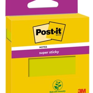 post it super sticky pack de hojas/bloc, 1 bloc de 90 notas adhesivas reposicionables 76x76mm color verde
