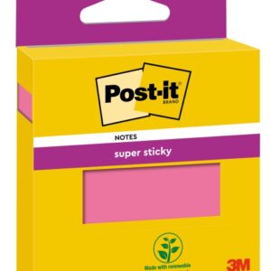 post it super sticky bloc de 90 notas adhesivas reposicionables 76x76mm 100% pefc color rosa
