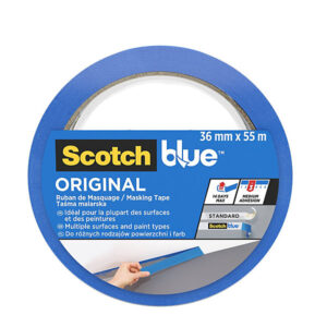 scotchblue expositor dispensador de 32 rollos de cinta de enmascarar 36mm x 55m multisuperficie color azul